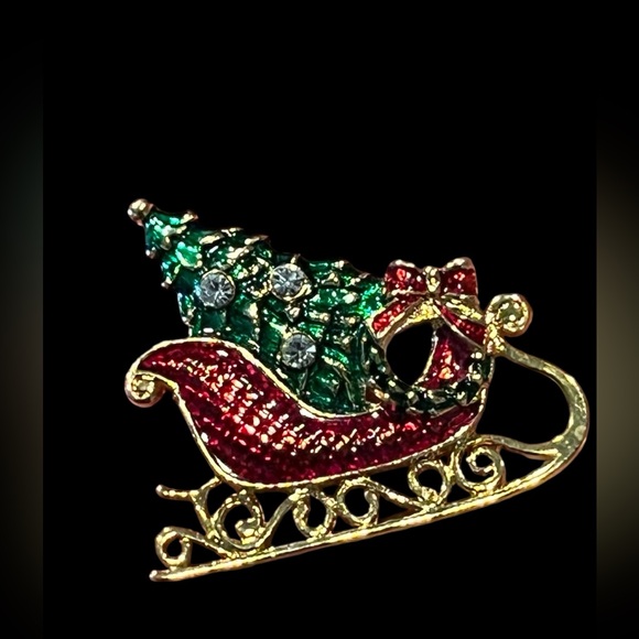 Eisenberg Ice Jewelry - Vintage Eisenberg Ice Sleigh with Christmas Tree brooch